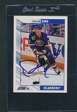 1992/93 Score #255 Derek King Islanders Signed Auto *D4256