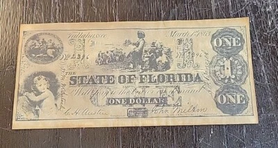State of Florida One Dollar Note 1863 Reproduction - Image 1 of 2