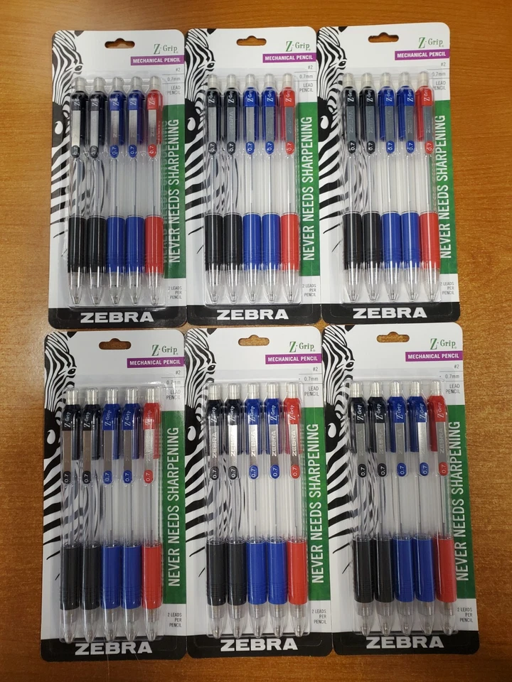 Zebra Z-grip Mechanical Pencil 0.7mm Assorted 5 Pack 52405