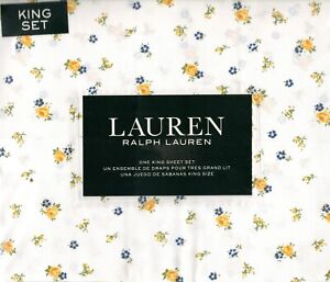Ralph Lauren King Sheet Set Nelida Floral 4pc Cottage Yellow Blue Green White