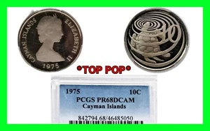Top Pop 1975 PCGS PR68 DCAM Cayman Islands 10 Cents Proof - Picture 1 of 6