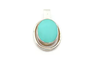 Sterling Silver 925 Turquoise Circle Pendant - Picture 1 of 8