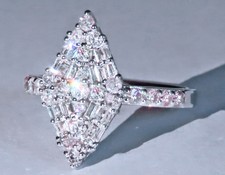 1.1Ct 100% Natural Diamond 14K White Gold Cluster Ring EFFECT 2.5Ct RWG89