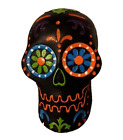 Peinture au néon crâne de sucre tête noire décoration d'Halloween jour des morts 7" x 5" résine