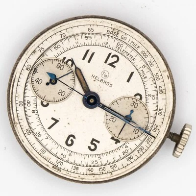 Vintage Helbros 17-J 2-Reg Tachymeter Telemeter Military-Style Chrono Watch Mvmt - Image 1 of 4