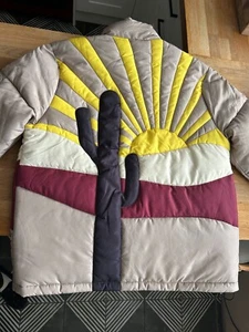 🏜️ 🌵 BNWT Men's medium WeSC cactus sunset scene puffer jacket - Picture 1 of 16