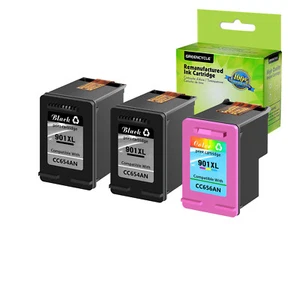 Paquete de 3 cartuchos de tinta HP 901XL color negro CC654AN CC656A OfficeJet G510a - Imagen 1 de 8