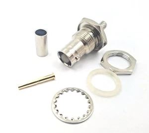 10pcs RF Connector BNC Female Jack Teflon Insulation Gold Captive Pin 59/U 59B/U - Picture 1 of 4