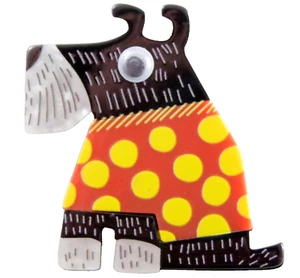 Tan lindo! 2.5" NUEVO SIN ETIQUETAS GOOGLE EYE DOG con POLKA DOT SUÉTER ACRÍLICO BROCHE PIN - Imagen 1 de 15