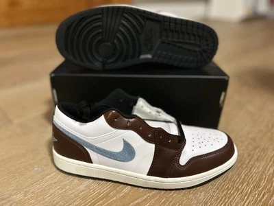 Nike Air Jordan Retro 1 Baixo Branco Azul Cinza Marrom FQ7832-142 Masculino Tamanho 9.5 - Imagem 1 de 4