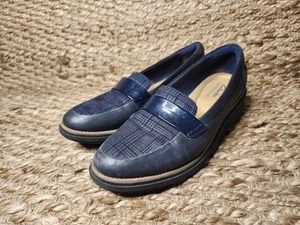 Clarks Griffin Sail Halbschuhe 8 M dunkelblau weiches Leder Slipper bequeme flache Schuhe - Bild 1 von 11