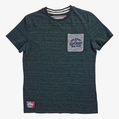 Superdry Mujer Camiseta Verde Jaspeado Logo Parche Bolsillo Talla Grande Foto 1 de 4