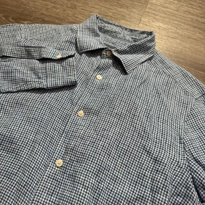 Vineyard Vines Shirt Mens Medium Blue Plaid 100% Linen Button Up Long sleeve - Picture 1 of 11