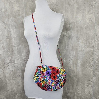 Bolso Cartera Vintage Años 80 J. Reneé Colorido Rojo Floral Bolso Hong Kong Vibrante Foto 1 de 4