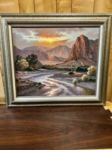 Oil Painting Print David Johnson Landscape Canvas Framed EXCELLENT Southwest USA - Picture 1 of 6