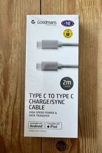 BNIB Goldman’s Type C To Type charger Cable 2 Meters RRP £10 - Zdjęcie 1 z 1