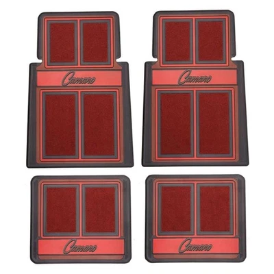 For Chevy Camaro 67-02 OER K75802 1st & 2nd Row Red/Black Carpet Floor Mat Set - Image 1 of 2