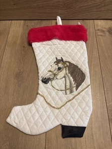 Horse Christmas Stocking – Quilted Equestrian Holiday Decor Red Fur Cuff - Picture 1 of 5