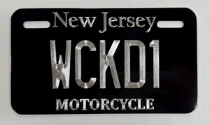 New Jersey NJ State Motorcycle 7x4 Bike Moped Tag Diamond Etched License Plate - Picture 1 of 9