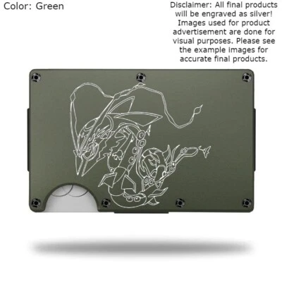 Custom "MEGA RAYQUAZA" Laser Engraved Wallet - Slim Metal Wallet - Image 1 of 4
