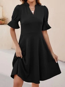 Mokayee Womens Summer Wedding Guest Dresses | V Neck, Ruffle Short Sleeve, Fit.. - Picture 1 of 5