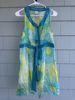 Corbata Milly Cabana Mediana 100% Seda Transparente Frontal Azul Amarillo Natación Foto 1 de 4