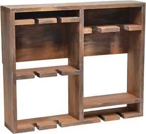 Elegant Designs Bartow Wood Shelf with Glass Holder Wall Mounted Wine Rack - Picture 1 of 8