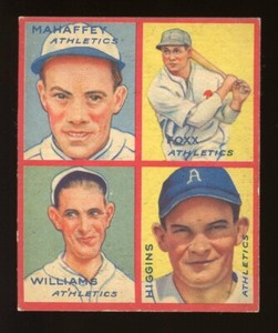 1935 Goudey 4 into 1 Jimmie Foxx HOF Higgins Williams Mahaffey