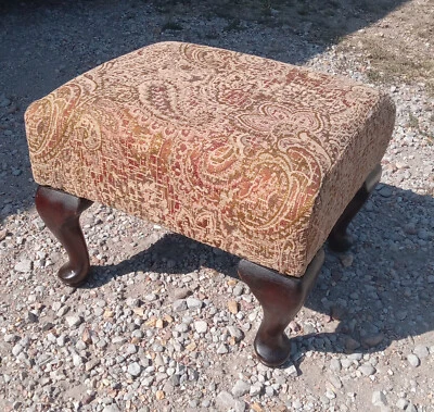 Beige Paisley Print Footstool / Stool  (FS152) - Image 1 of 4