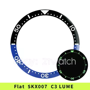 Inserto de bisel de cerámica de luz plano 38 mm C3 BGW9 SKX007 Mod NEGRO/AZUL - Imagen 1 de 5