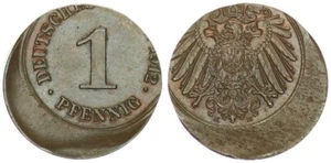Kaiserreich 1 Pfennig Misprint 1912 E 30% Off Center Vz+ 109436 - Picture 1 of 1