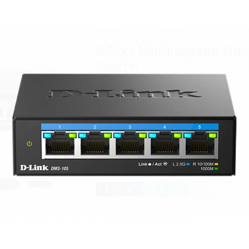 D-Link DMS-105 5-Fast Ethernet Switch Unmanaged 5W RJ45 Base-T Black