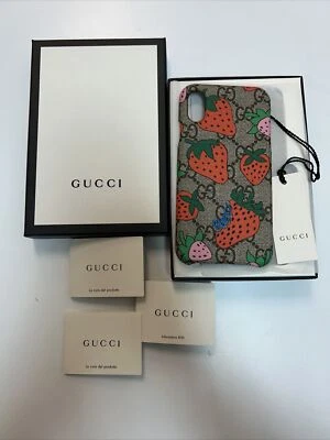 正品古驰 iPhone X/XS 保护壳 STRAWBERRIES 全新带盒 — 第 1/2 张图片