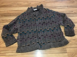 Allen Wah Pullover Herren Gr. XL Multi Mohair & Lammwollmischung gefüttert Aztekenoptik - Bild 1 von 8