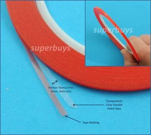 Clear 2mm x 50m Invisible Thin Double Sided Adhesive Discreet Tape For Repairs - Picture 1 of 4