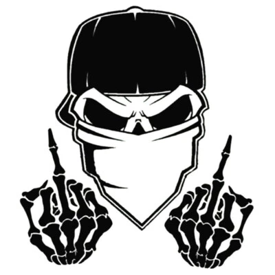 Skeleton Skull Middle Fingers Decal Sticker Car Tumbler Window Mug - Image 1 of 4