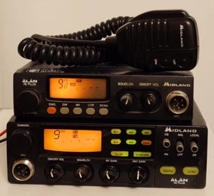 2x Midland CB Radios Alan 78 Plus & Alan 48 Plus - Powers On - 1 Mic - Untested - Zdjęcie 1 z 21