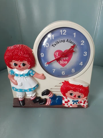 Working Raggedy Ann Andy Wind-Up Talking Alarm Clock, Tics/Talks, Andy, Andy! Cover
