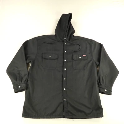 Dickies Jacket Men 2XL XXL Black Fleece Chore Work Coat Snap Up Soft Shell ^ - Image 1 of 4