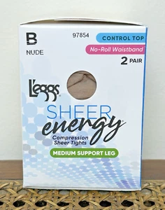 L'EGGS Sheer Energy Pantyhose Medium Support Leg Control Top Nude Medium NEW - Imagen 1 de 6