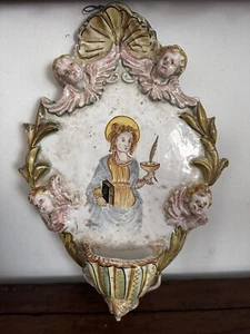 Acquasantiera - Arte sacra -Font - Benitier in maiolica - Castelli - Picture 1 of 11