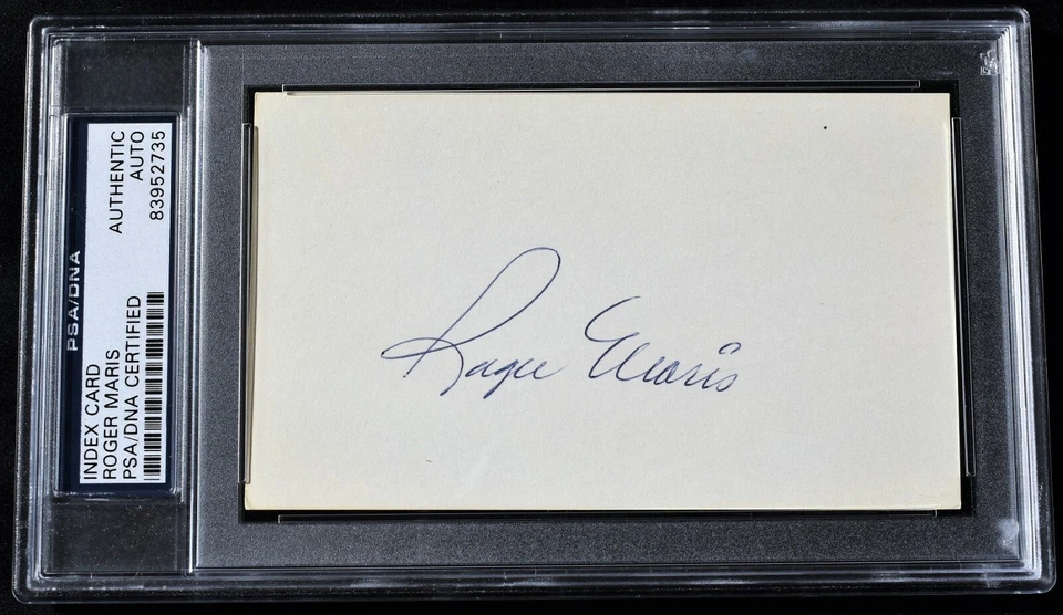 Roger Maris Signed Auto 3x5 inch Index Card Cut Yankees Died 1985 MINT + PSA/DNA - Image 1 of 1