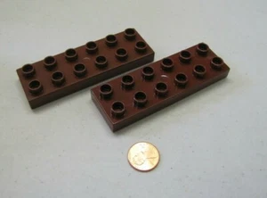 Lego Duplo 2 THIN 2x6 BROWN BRICKS BLOCKS Building Block House Knight Castle - Picture 1 of 3