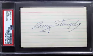 Casey Stengel (d.1975) HOF Autograph 3x5 Index Card Encapsulated BOLD SIGNED PSA - Picture 1 of 4