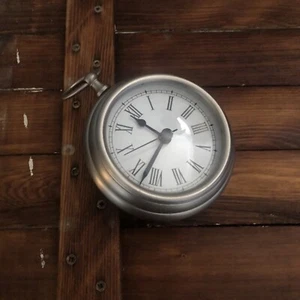 Brushed Aluminum, Metal, Battery Operated Clock, Wall or Paper Weight -Works- - Picture 1 of 4