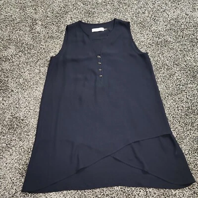 Camiseta sin mangas Adrienne Vittadini de poliéster azul marino talla mediana, elegante top ligero Foto 1 de 4