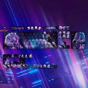 130 Keycaps Edgerunners Lucyna Side Carving PBT Dye-sub for Cherry MX Keyboard - Picture 1 of 6