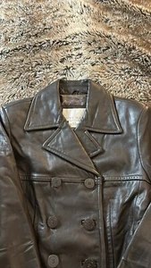 Nine West Leather Soft Lamb Pea Coat Women’s Small Chocolate - Bild 1 von 13
