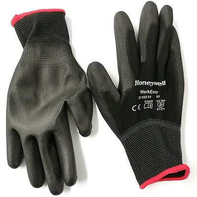 5 Pairs of Honeywell Workeasy Black PU Safety Work Gloves - size 6 to 11