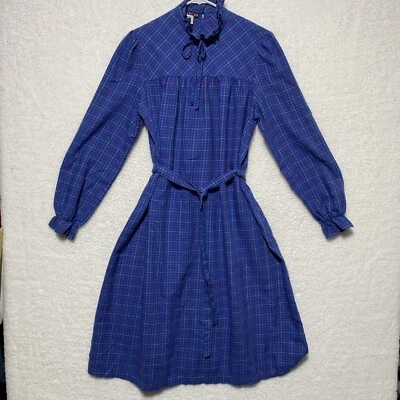 Vintage Puccini Plaid Ruffle Neck Tea Length Dress Size 12 - Image 1 of 4
